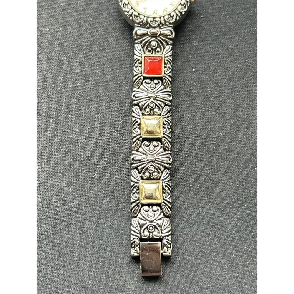 No Boundaries Red Rhinestones Silver Tone Women’s Quartz Watch